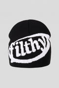 Acrylic Knit Beanie in Black — studio front