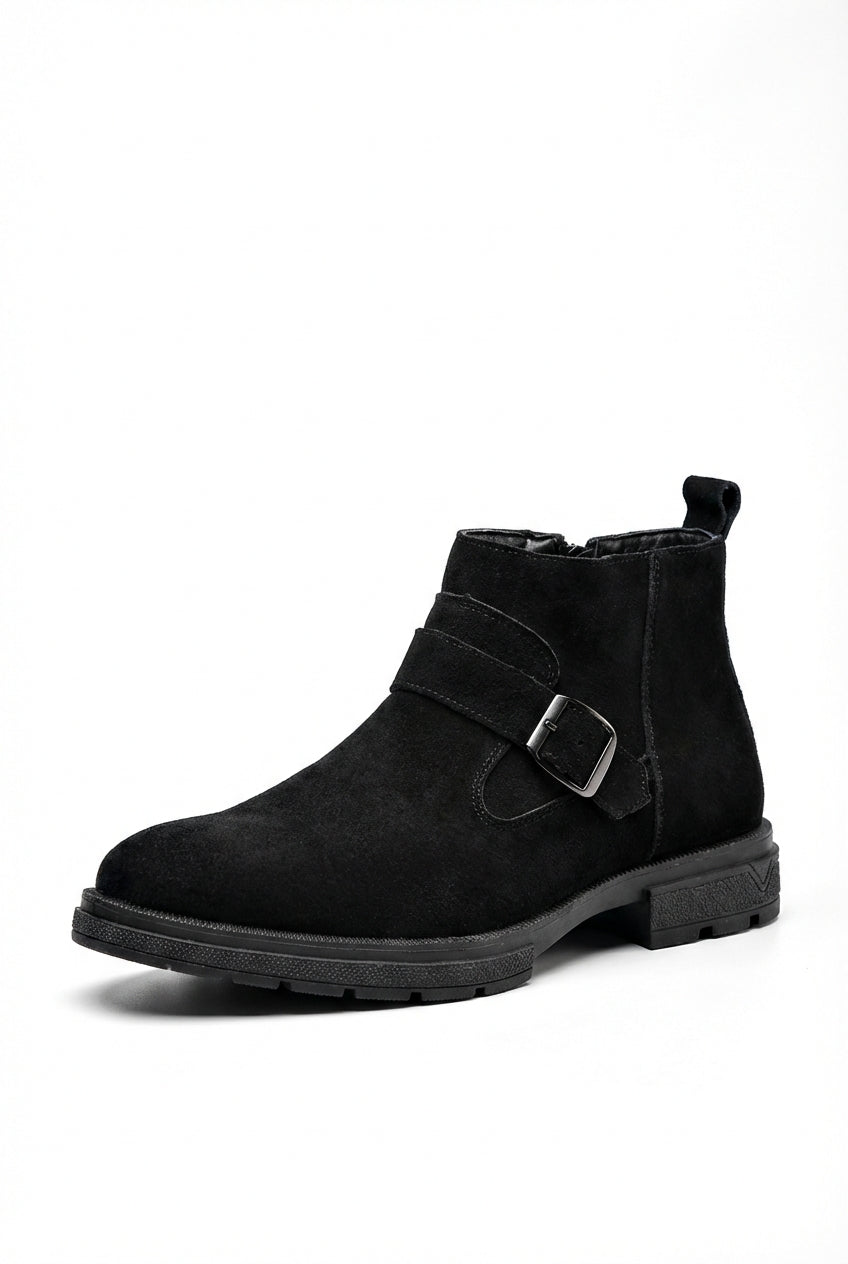 Black Adjustable Buckle Strap Ankle Boots - Photo 8
