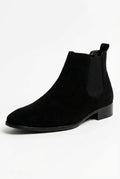 Black Almond Toe Chelsea Boots with Low Stacked Heel - Photo 1