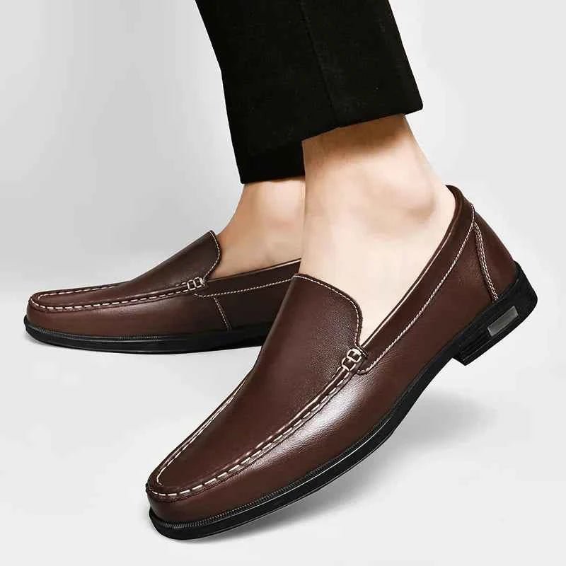 Almond Toe Slip-on Classic Loafers with Contrast Stitching - Photo 3