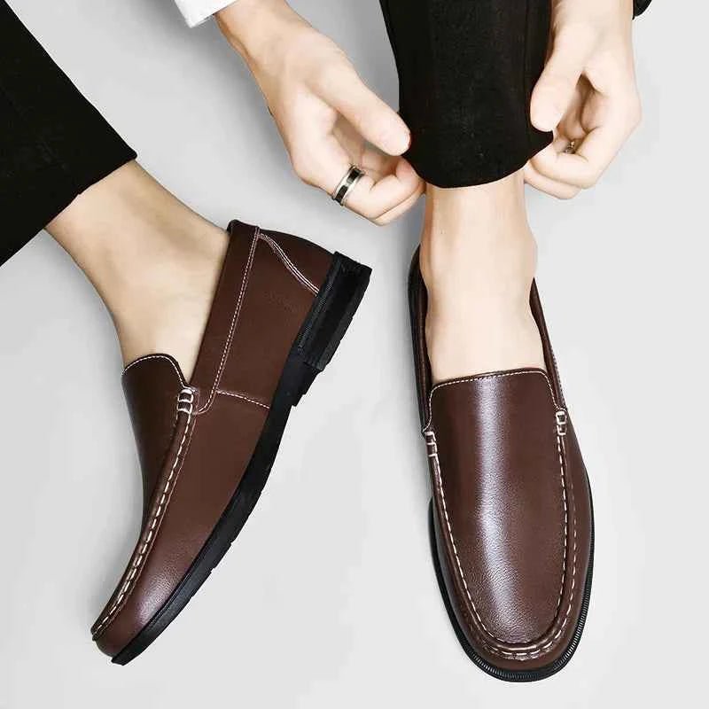Almond Toe Slip-on Classic Loafers with Contrast Stitching - Photo 6