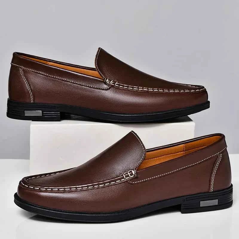Almond Toe Slip-on Classic Loafers with Contrast Stitching - Photo 7