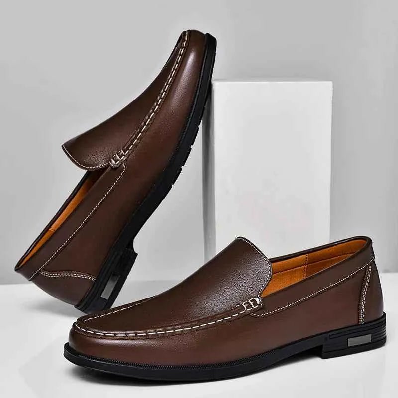 Almond Toe Slip-on Classic Loafers with Contrast Stitching - Photo 8