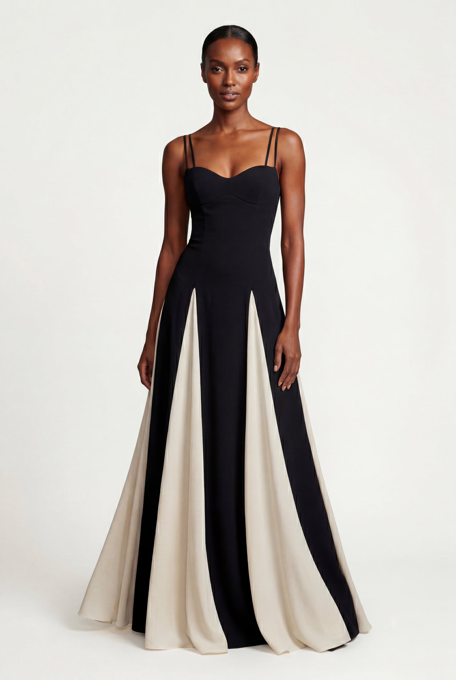 Black Asymmetrical Color-block Black Maxi Dress - Photo 1