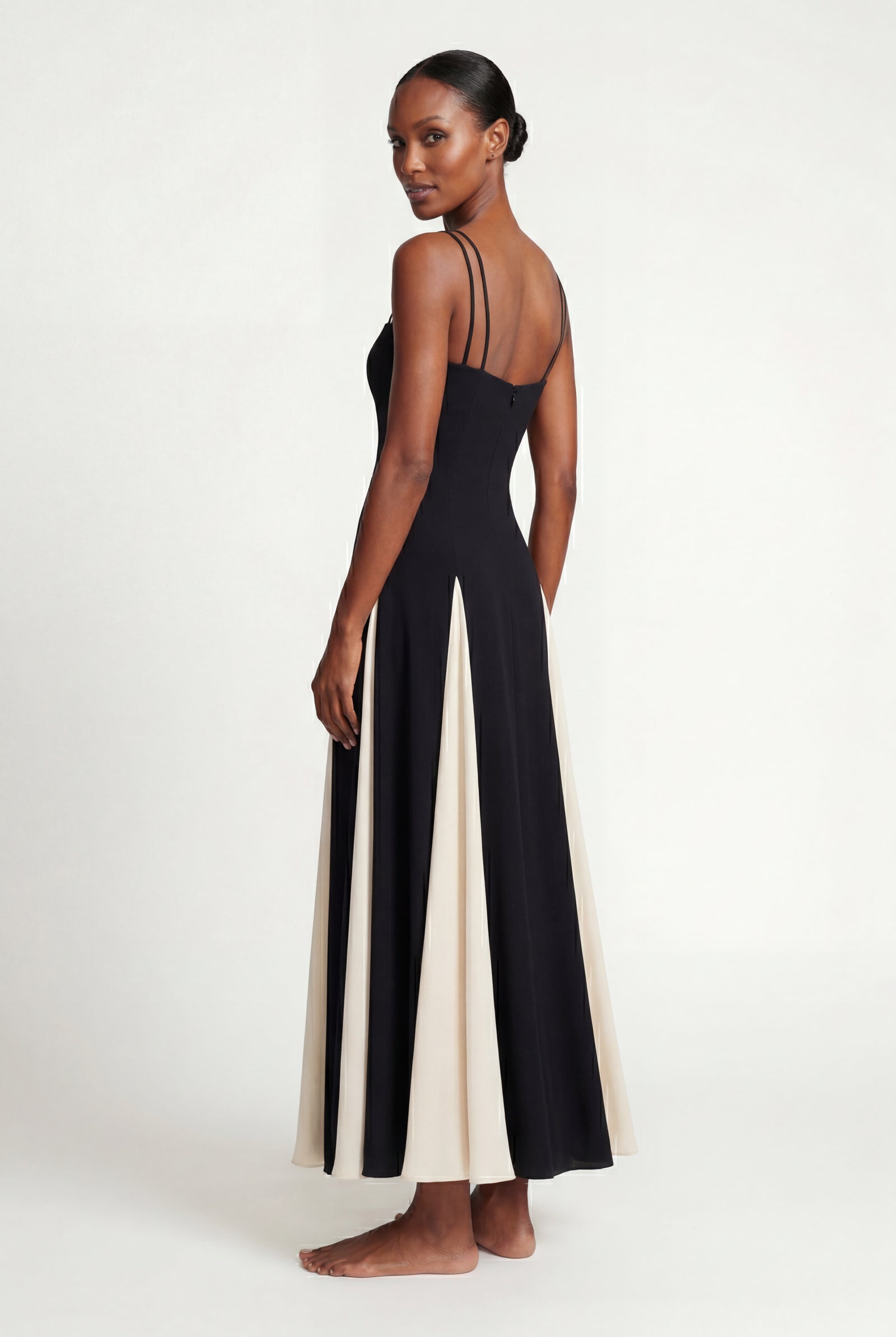 Black Asymmetrical Color-block Black Maxi Dress - Photo 3