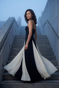 Black Asymmetrical Color-block Black Maxi Dress - Photo 8