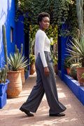 Gray Asymmetrical Wrap Front Wide Leg Trousers - Photo 11