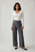 Gray Asymmetrical Wrap Front Wide Leg Trousers - Photo 7
