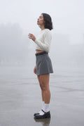 Gray Belted A-line Mini Skirt with Built-in Shorts - Photo 6
