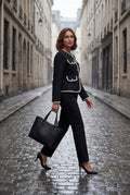 Black Black Bouclé Trim Button-front Cropped Jacket - Casual jackets - Photo 4