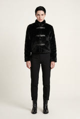 Black Black Buckle Strap Cropped Faux Fur Jacket - Cropped jackets - Photo 1