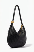 Black Black Crescent Mini Hobo Handbag Gold Ball Detail - Hobo handbags - Photo 1