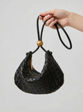 Black Black Crescent Mini Hobo Handbag Gold Ball Detail - Hobo handbags - Photo 2