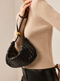 Black Black Crescent Mini Hobo Handbag Gold Ball Detail - Hobo handbags - Photo 3