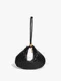 Black Black Crescent Mini Hobo Handbag Gold Ball Detail - Hobo handbags - Photo 4