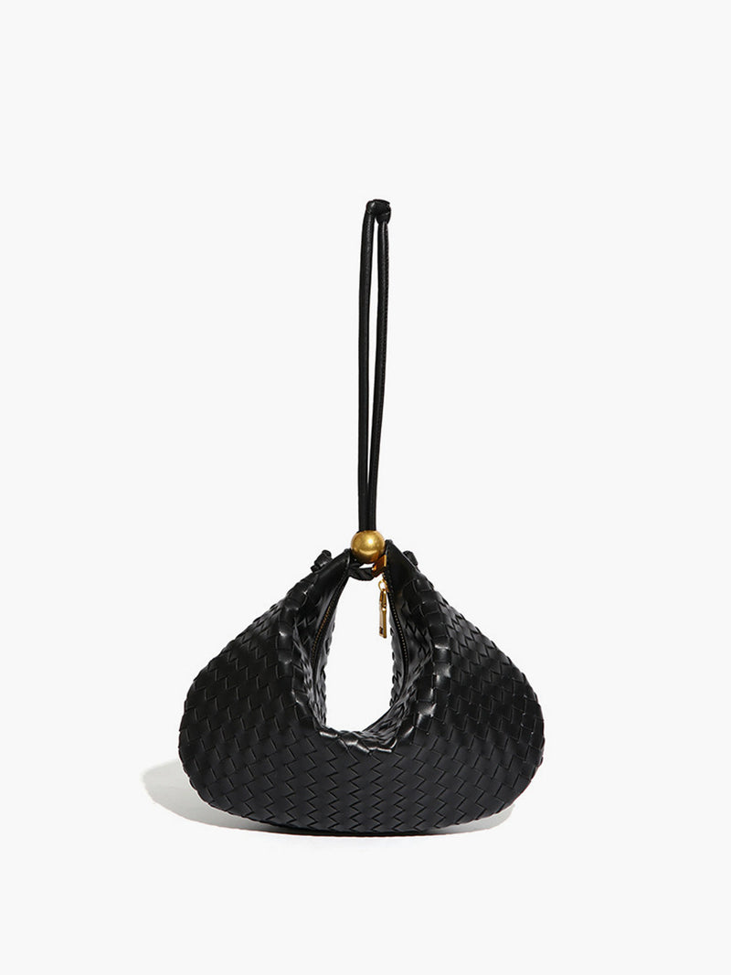 Black Black Crescent Mini Hobo Handbag Gold Ball Detail - Hobo handbags - Photo 4