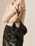 Black Black Crescent Mini Hobo Handbag Gold Ball Detail - Hobo handbags - Photo 6