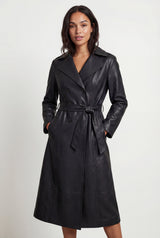 Black Black Double-breasted Belted Faux Trench Coat - Trench coats - Photo 1