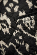 Black Black Ikat Print Quilted Short Jacket - Photo 3