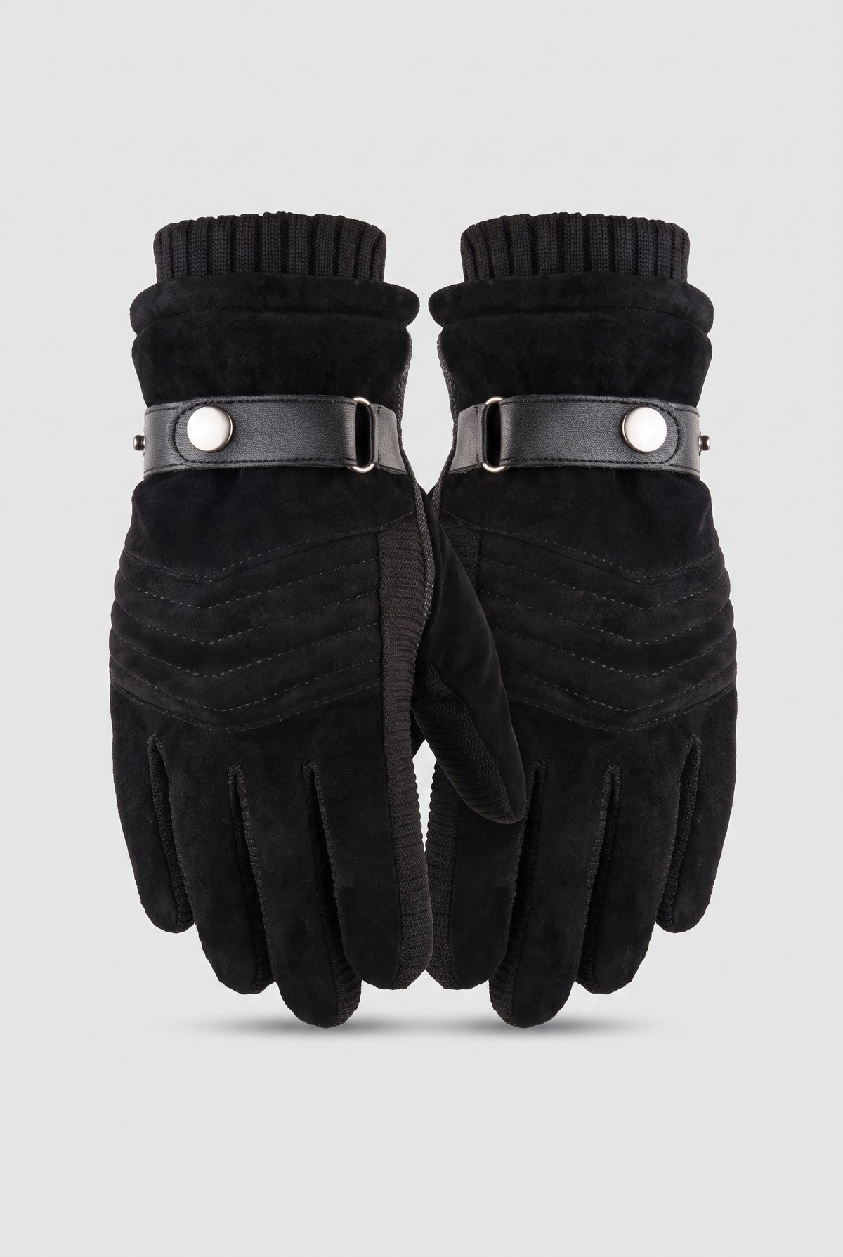 Touchscreen Winter Gloves in Black (Black Knit) — studio front