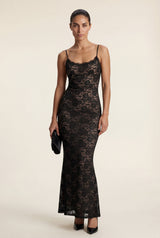 Black Black Lace Bodycon Maxi Dress with Spaghetti Straps - Photo 1