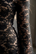 Black Black Lace Off-shoulder Mini Dress with Flared Sleeves - Photo 3