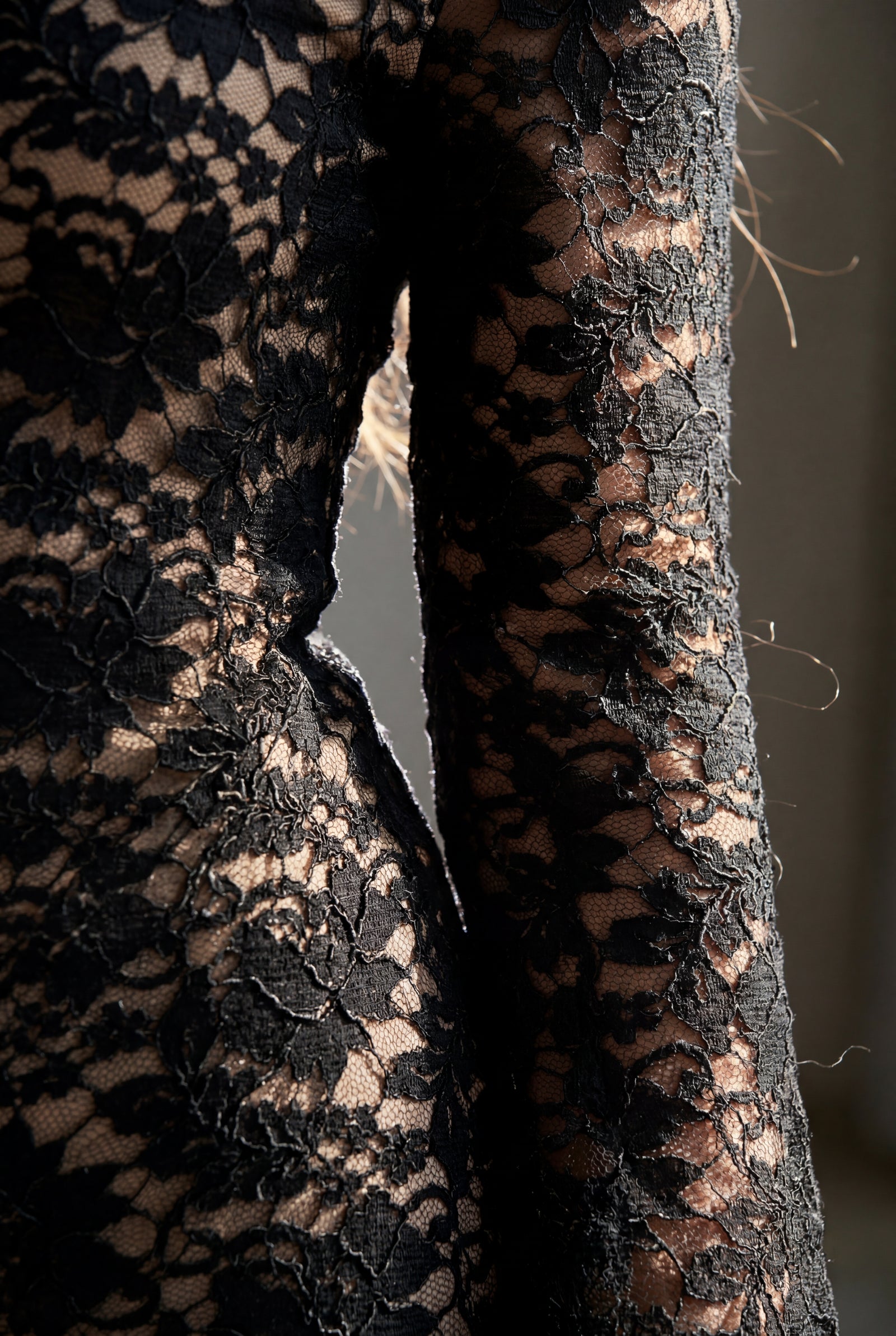 Black Black Lace Off-shoulder Mini Dress with Flared Sleeves - Photo 3