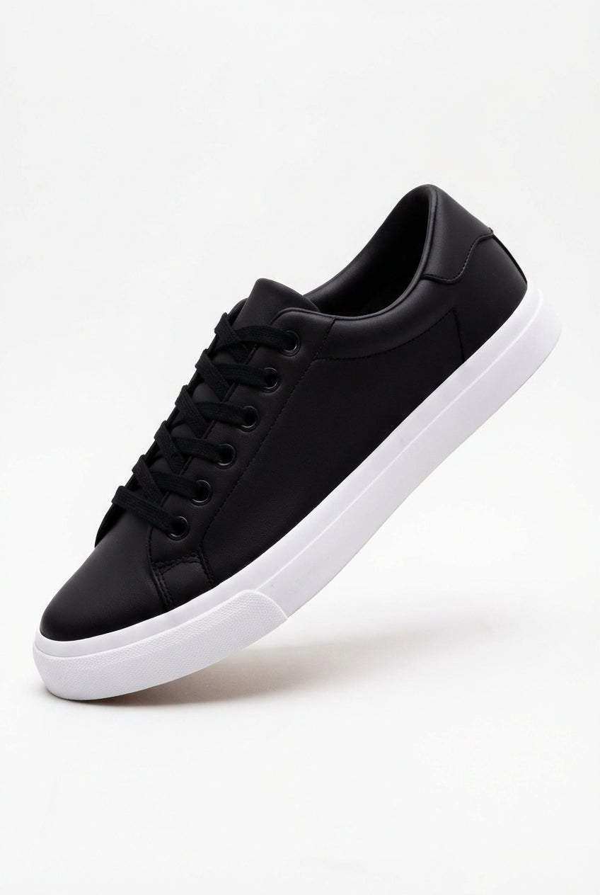 Black Black Minimalist Low-top Lace-up Sneakers - Photo 1