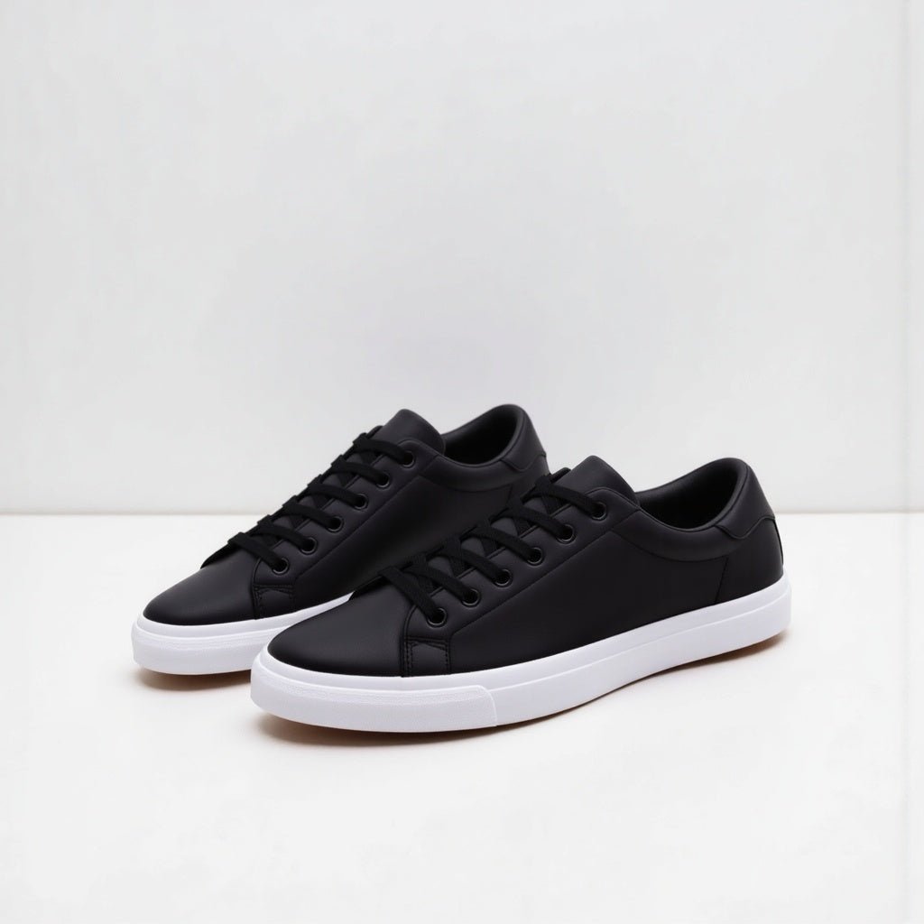 Black Black Minimalist Low-top Lace-up Sneakers - Photo 4