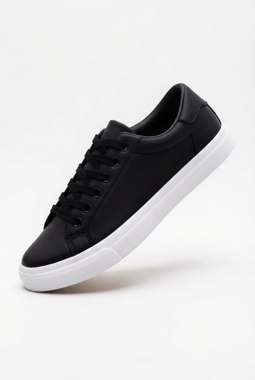 Black Black Minimalist Low-top Lace-up Sneakers - Photo 7