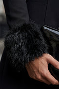Black Black Off-shoulder Faux Fur Trim Mini Dress - Off-shoulder mini dress - Photo 3