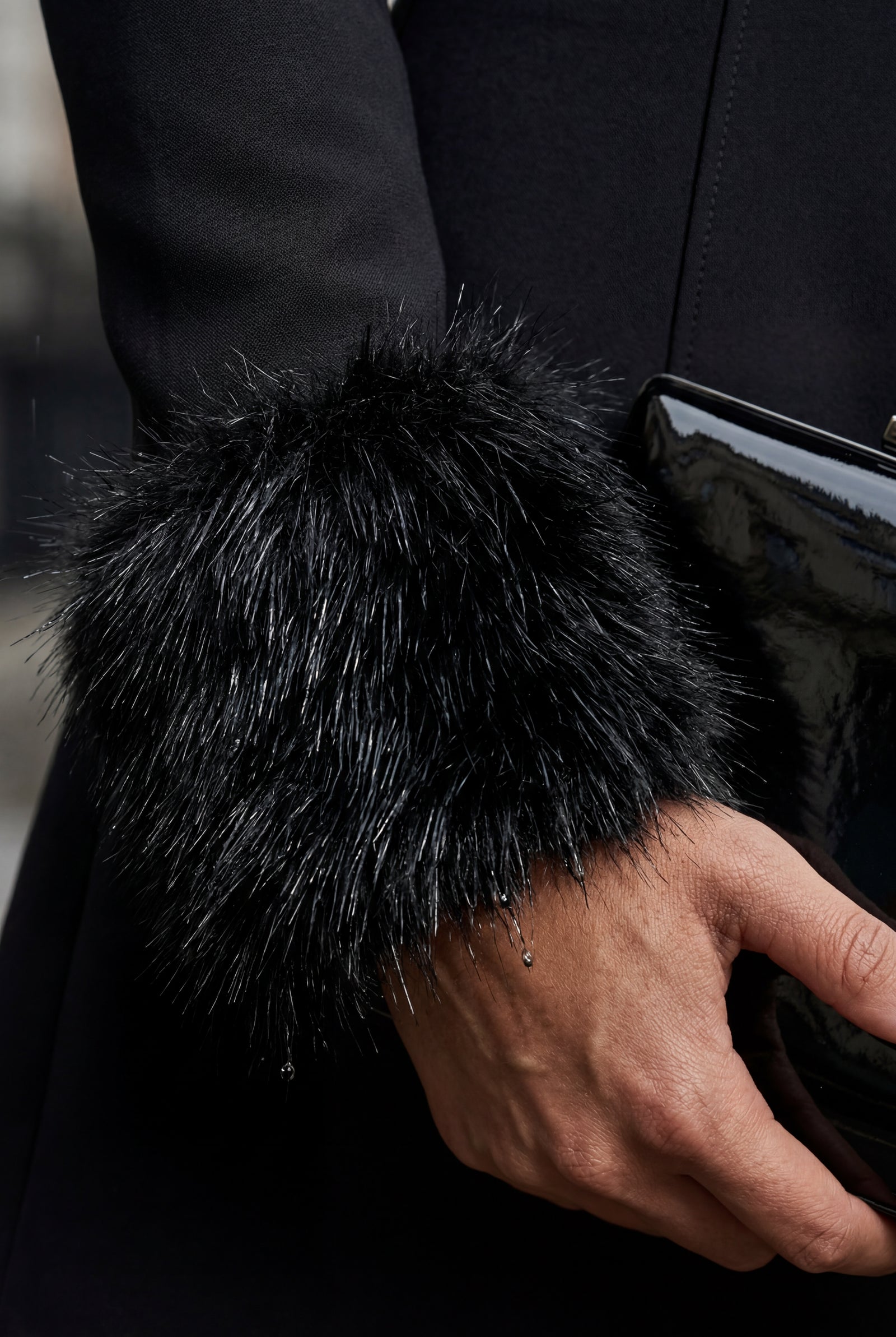 Black Black Off-shoulder Faux Fur Trim Mini Dress - Off-shoulder mini dress - Photo 3