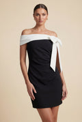 Black Black Off-shoulder Mini Cocktail Dress with Bow Detail - Midi dress - Photo 1