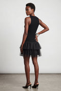 Black Black Ribbed Bodice Tiered Mini Dress - Formal dress - Photo 2