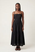 Black Black Tiered Backless Maxi Dress with Spaghetti Straps - Photo 1