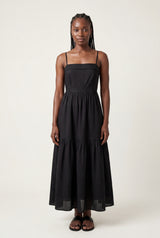 Black Black Tiered Backless Maxi Dress with Spaghetti Straps - Photo 1
