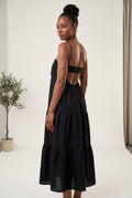 Black Black Tiered Backless Maxi Dress with Spaghetti Straps - Photo 2