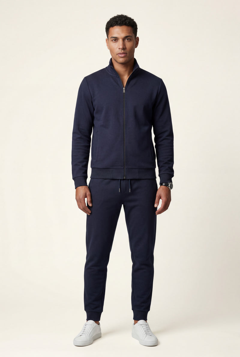 Black Black Zip-up Slim Tapered Track Suit Set - Men's suits - Photo 1