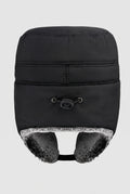 Bomber Hat with Earflaps in Black — studio angle