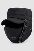 Bomber Hat with Earflaps in Black — studio front