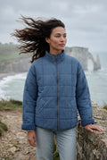 Blue Boxy Quilted Zip-front Winter Coat with Stand Collar - Photo 11