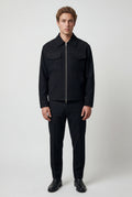 Black Boxy Trucker Jacket with Classic Collar - Casual jackets - Photo 2