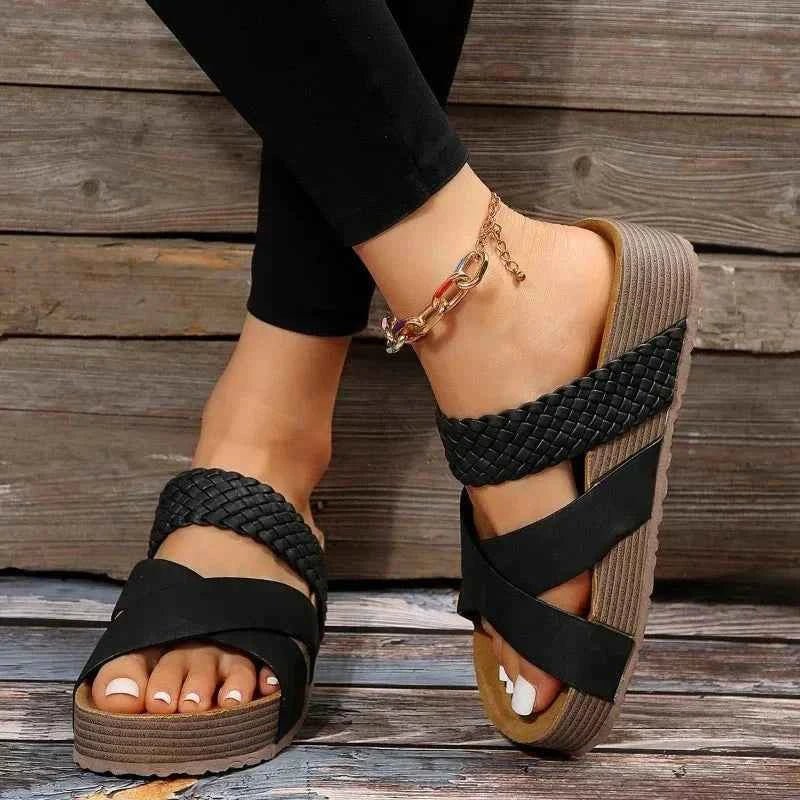 Braided Criss Cross Platform Slide Sandals - Platform sandals - Photo 2