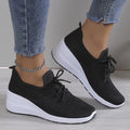 Black Breathable Platform Walking Sneakers - Photo 7
