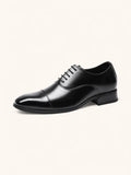 Black Cap Toe Oxford Lace-up Dress Shoes with Polished Finish - Photo 5