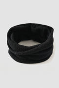 Cashmere Neck Gaiter in Black — studio front