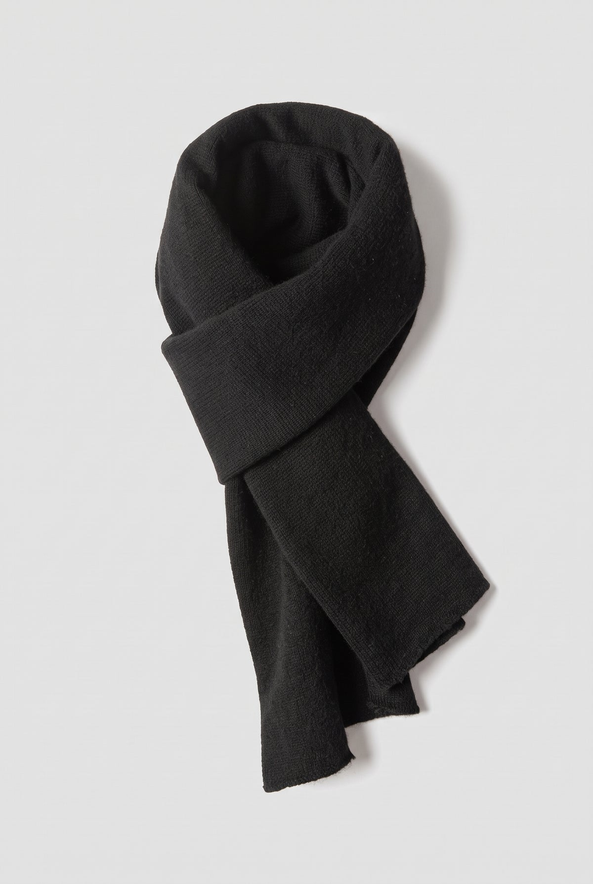 Cashmere Wrap Scarf in Black — studio front