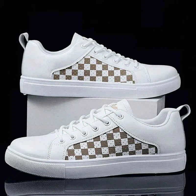 Checkered Panel Low-top Lace-up Sneakers - Photo 7