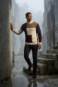Brown Chunky Color Block Cable Turtleneck Sweater - Crewneck sweater - Photo 6