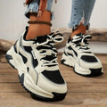 Black Chunky Platform Panel Lace-up Sneakers - Photo 6